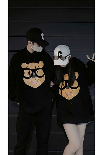 Mythologie Φούτερ Fend Bear Lover Couple Combination - Μαύρη στάμπα Oversize Hooded