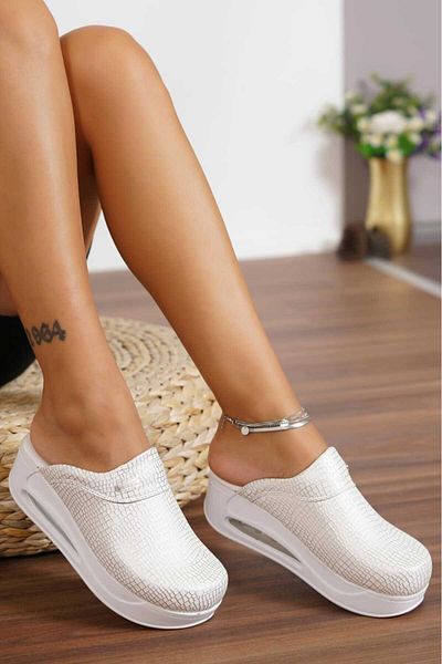 BlueOrtopedi White Glitter Women's Sabo Air Max Orthopedic-Anatomical Comfortable-Casual Slippers (Home-Work-Everywhere)