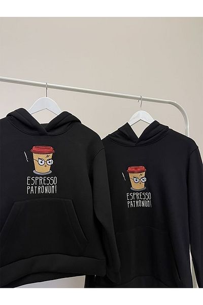 Mythologie Φούτερ Espresso Patronum Lover Couple Combination - Μαύρη στάμπα Oversize Hooded