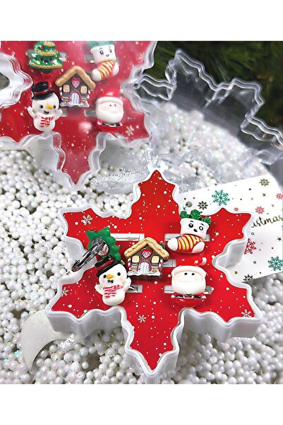 QUEEN AKSESUAR Imported Luxury Christmas Snowflake Gift Boxed Snowman Santa Claus Ornament Adjustable Ring Set