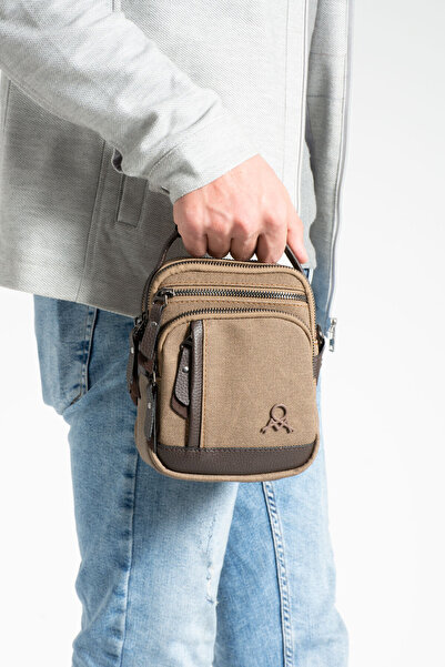 MELAMS Geantă pentru bărbați din pânză, cu curea lungă, cu mai multe comparti...