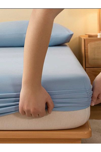 Totem Ranforce Cotton Blue Pillowcase Elastic Sheet Set Single 100 X 200