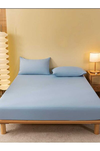 Totem Ranforce Cotton Blue Pillowcase Elastic Sheet Set Single 100 X 200