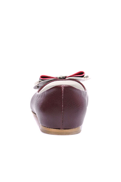 JustBow Women's Daily Burgundy Ballerinas