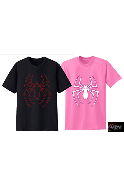 Vordevia Tricou combinat cuplu iubit cu imprimeu păianjen