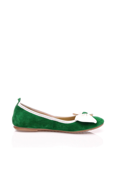 JustBow Women's Daily Green Ballerinas