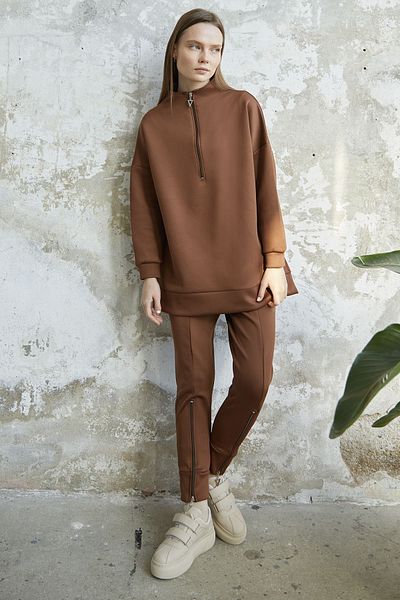 InStyle Zippered Scuba Suit - Tan