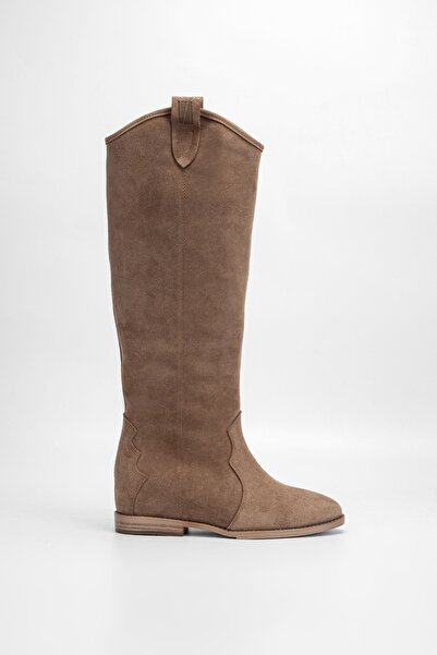 Valmenti Kadın Tütün Süet Hakiki Deri Çizme