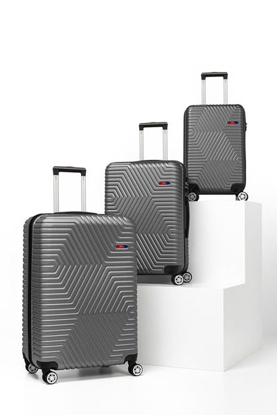 G&D Polo Suitcase Abs 3'lü Koyu Gri Lüx Valiz Seyahat Seti 600.02-set