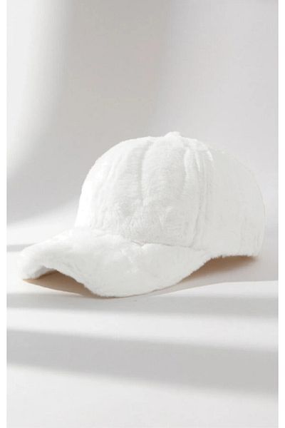 GYES White Soft Furry Women's Plush Hat Winter Cap