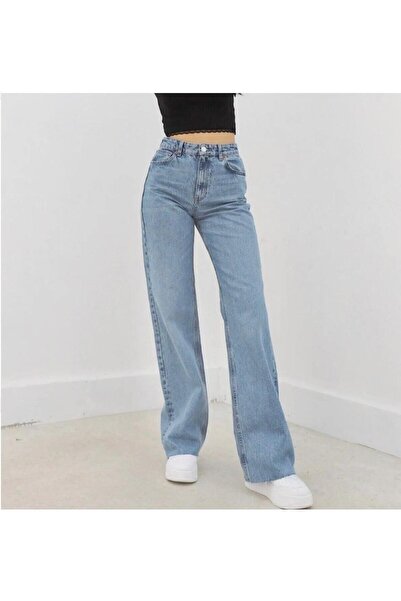 QİSSO Karyıkama Široke nogavice Široke farmerke Visok struk Raad