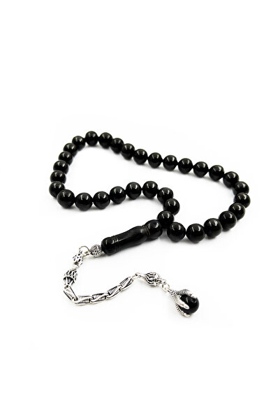 TAŞHAN Gümüş Pençe Püsküllü Sade Kumpaslı Erzurum Oltu Taşı Tesbih