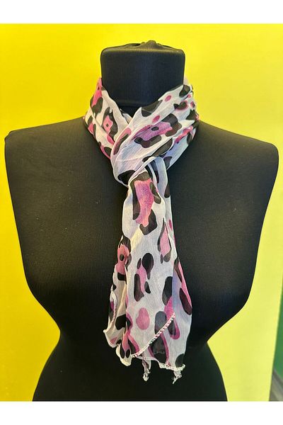 Gönülden Tasarım 136X17 CM CHIFFON ROZ LEOPARD EșARFĂ PENTRU FEMEI ACCESORII PĂR BANDA DE PĂR