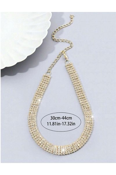 Etique Gold 2-Piece Choker Necklace Earrings Waterway Set Fashion Set Necklace Earring Set