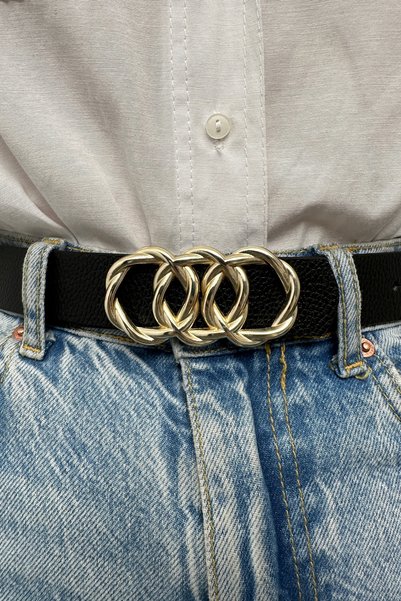 LİA KEMER Women's Audi Curved Buckle Belt Waist Belt Coat Belt Dress Belt Pants Belt Unisex Belt