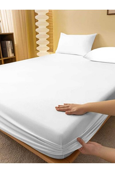 Totem Ranforce Cotton White Elastic Sheet Set with Pillowcase