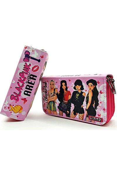 Limmy Μολυβοθήκη Blackpink Butterfly Kawai Organizer Θήκη στυλό Vegan Δερμάτινη θήκη τριών θέσεων - Ροζ