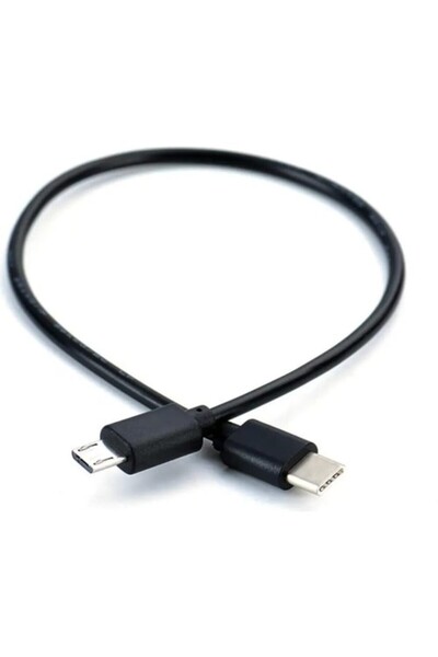 HOOK Heugers Type-c - Mikro Usb Karşılıklı Şarj Ve Data Kablosu | 80 Cm | Siyah