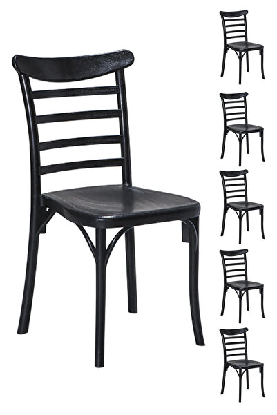 MOBETTO 6 Adet Efes Siyah Sandalye / Balkon-bahçe-mutfak