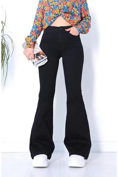 QİSSO Spanish Leg Jeans Black Women's