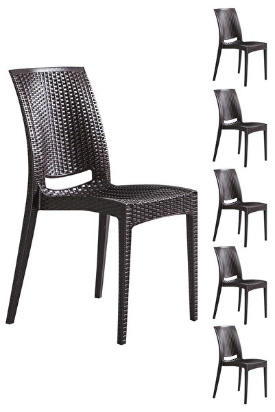MOBETTO 6 Adet Rattan Kahve Sandalye / Balkon-bahçe-teras
