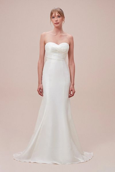 Oleg Cassini Strapless Lace Tied Fish Wedding Dress
