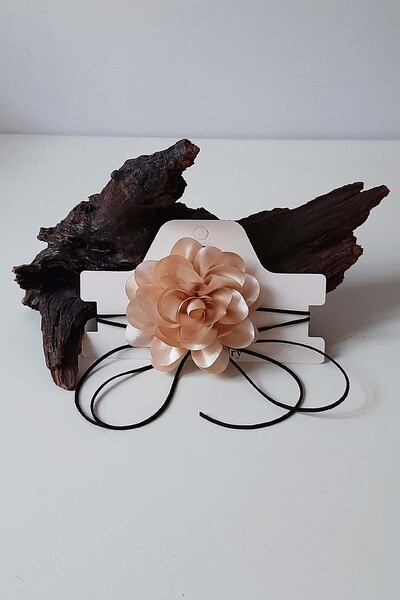 Bijusel Flower Choker Rose Necklace Genuine Leather Laced