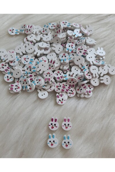 fundahobi 20Pcs Pink and Blue Wooden Rabbit Buttons