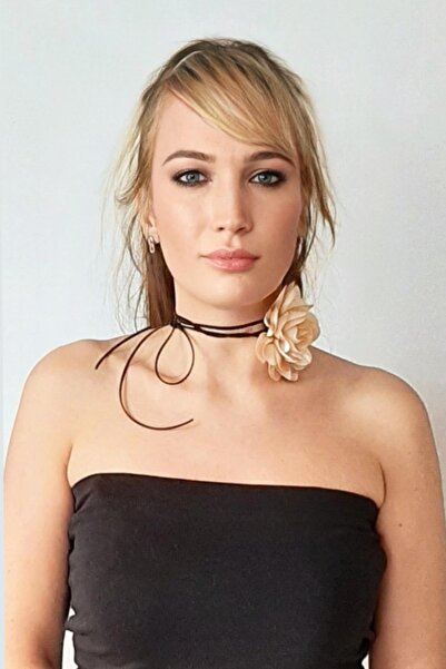 Bijusel Flower Choker Rose Necklace Genuine Leather Laced