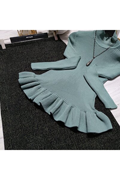 Modaytesettür Altı Fırfırlı Triko Kazak Badi