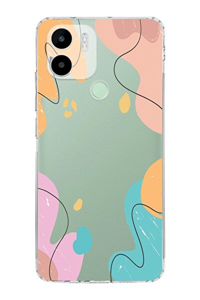 PrintiFy Redmi A2 Plus Uyumlu Kamera Korumalı Kapak Karışık Renkler Tasarımlı Şeffaf Silikon