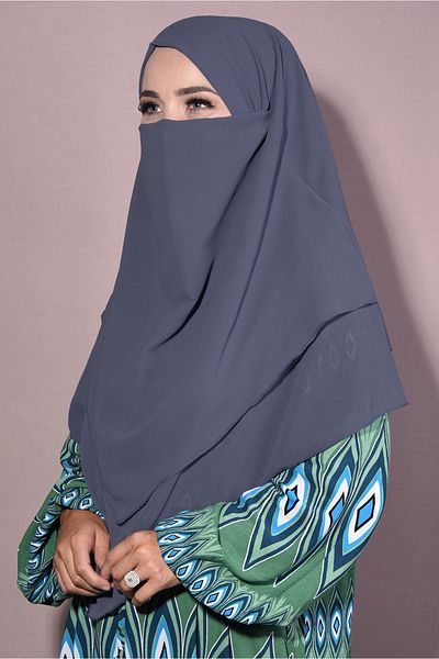Nowa Scarf Hijab Medium Size Ready Chiffon Souffle Khimar Shawl Smoked