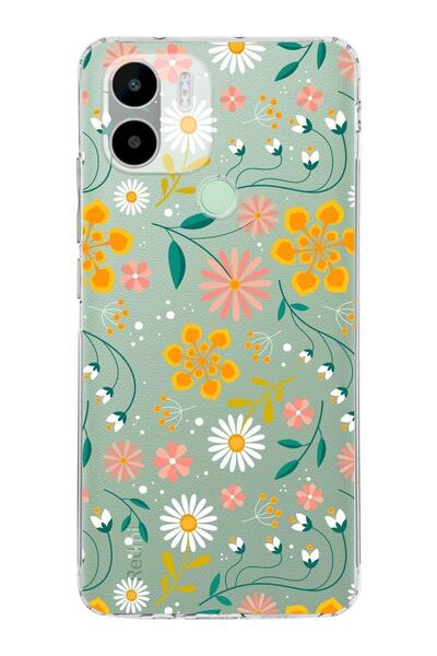 PrintiFy Redmi A2 Plus Uyumlu Kamera Korumalı Kapak Çiçek Tasarımlı Şeffaf Silikon