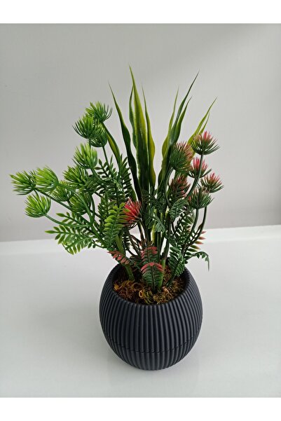 ViraHome Artificial Flower Arrangement with Stone Moss in Mini Pot Decorative Gift Kitchen Office Table Flower