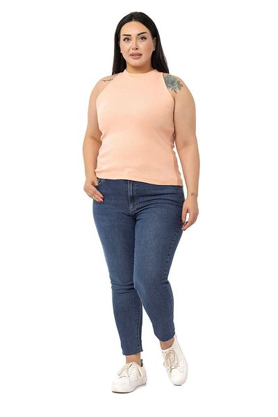 DISENTIS MODEST Large Size Halter Neck Half Turtleneck Camisole Salmon Body