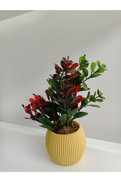 ViraHome تنسيقة زهور صناعية مع طحالب حجرية في وعاء صغير لتزيين طاولة المطبخ و...