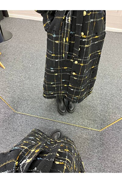 Esre Store 4449 - Цветно детайлно скромно палто в цвят камила