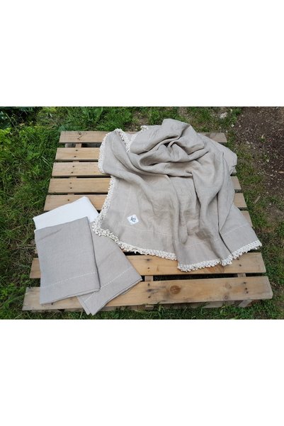 BEGÜLDAN Koyu Ekru Keten Pike_yatak Örtüsü Takımı 250 X 250 cm Beg_2345