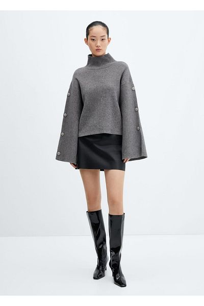 MANGO Woman Sweater with buttoned sleeves