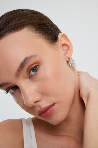 İlraysa 2'li Gümüş Renk Kuzey Yıldızı Küpe