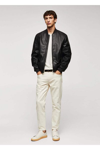 MANGO Man Bomberjacke in Lederoptik
