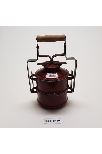 BEGÜLDAN Vintage Iki Katlı Bordo Çinko Sefer Tası Beg_3490