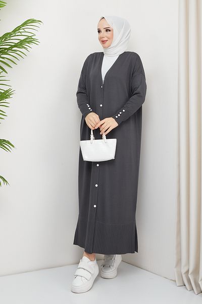 Pamuk Butik Γυναικεία Πλεκτά Ολόσωμη Ζακέτα Mercerized με λεπτομέρεια κουμπιού καπνιστή