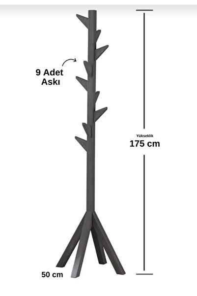 Genel Markalar Ahşap Ayaklı Askılık Portmanto Modern Elbise Askısı 175 Cm Ceviz - Meşe - Beyaz - Gri