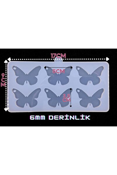 epoksikalipmarketi Epoksi Silikon Kalıp / 6lı Kelebek Kalıbı