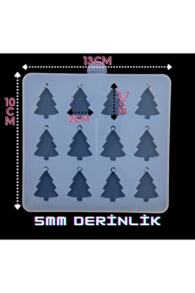 epoksikalipmarketi Epoksi Silikon Kalıp / 12li Mini Çam Ağacı Kalıbı / Yeni Y...