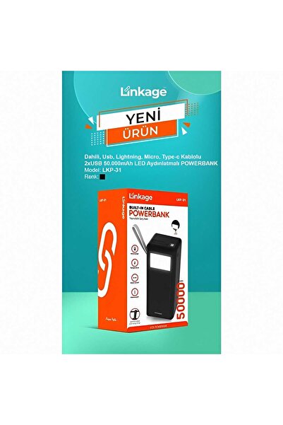 Linkage POWERBANK-50000-MAH-LED Göstergeli El Fenerli (Powerbank Linkage Lkp-31)