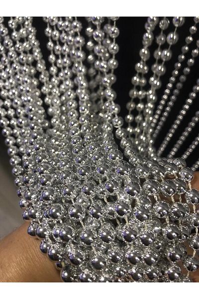 özdeğer home 90x200 Silver 1.5 Cm Dec Bright Silver Color Door Ornament Chain Curtain Decor Curtain Flapper Curtain