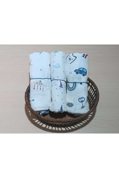 Alpıno ALPINOBABY MUSLIN COVER 85cm*85 cm (3 pieces) 100% COTTON BABY BLANKET