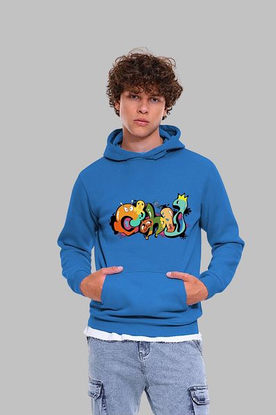 MAD COLLECTİON Hanorac cu glugă unisex cu imprimeu graffiti - mânecă lungă, bumbac supradimensionat